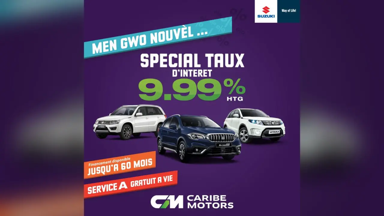 Special taux d'intérêt de 9.99% à caribe Motors
