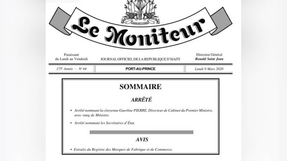 Haïti gouvernement: Neuf secrétaires d'État s'ajoutent a la nouvelle administration Moïse-Jouthe