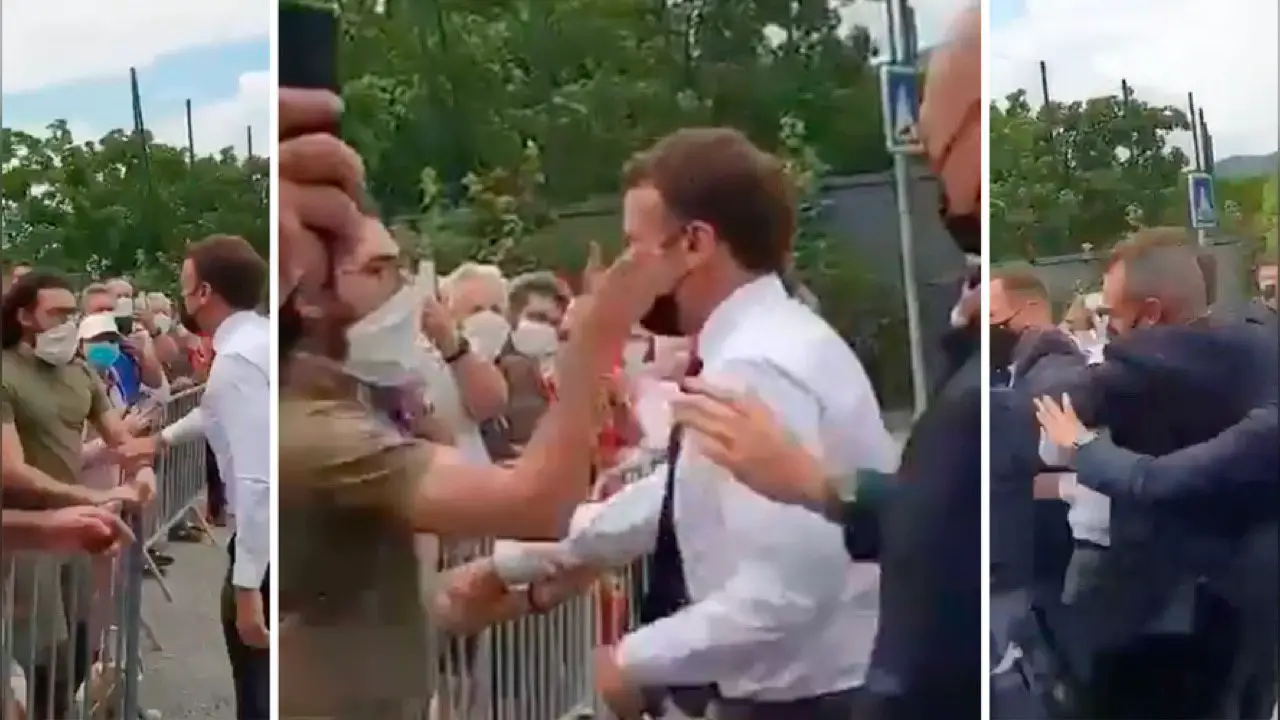 Le président Emmanuel Macron giflé par un homme en France