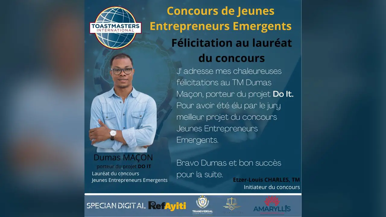 Dumas Maçon champion du concours de Jeunes Entrepreneurs Emergents