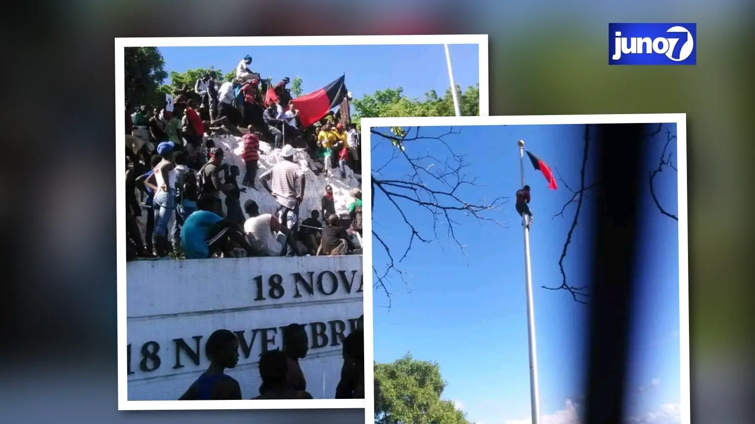 10 novembre 2018 : Jean-Charles Moïse fait hisser le drapeau noir et rouge dessalinien à Vertières