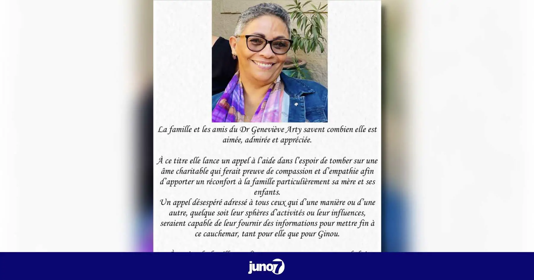 La Fondation St Luc appelle à la libération du Dr Geneviève Arty enlevée depuis le 2 février 2023