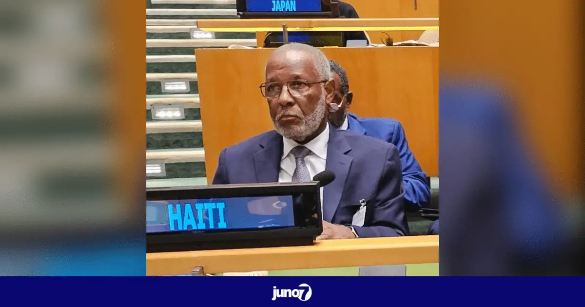 Jean Victor Généus à l’ONU pour l’examen par le conseil de sécurité du projet de résolution autorisant la mission d’appui à la PNH