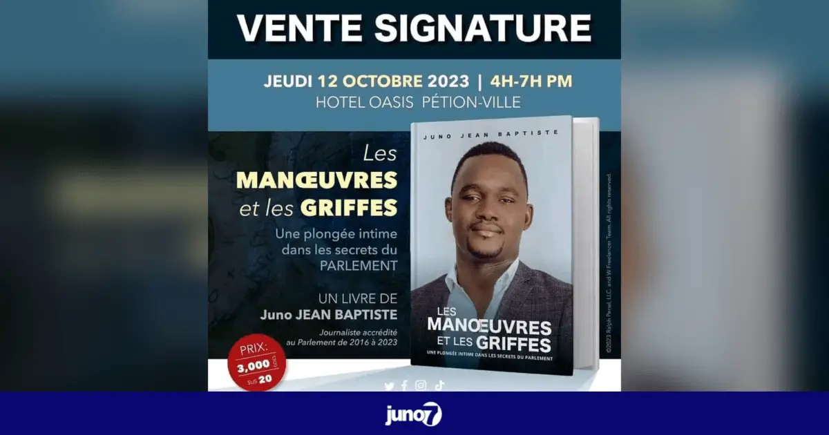 Les Manœuvres et les Griffes: Juno Jean Baptiste vous attend à l'hôtel Oasis pour la vente-signature de son livre