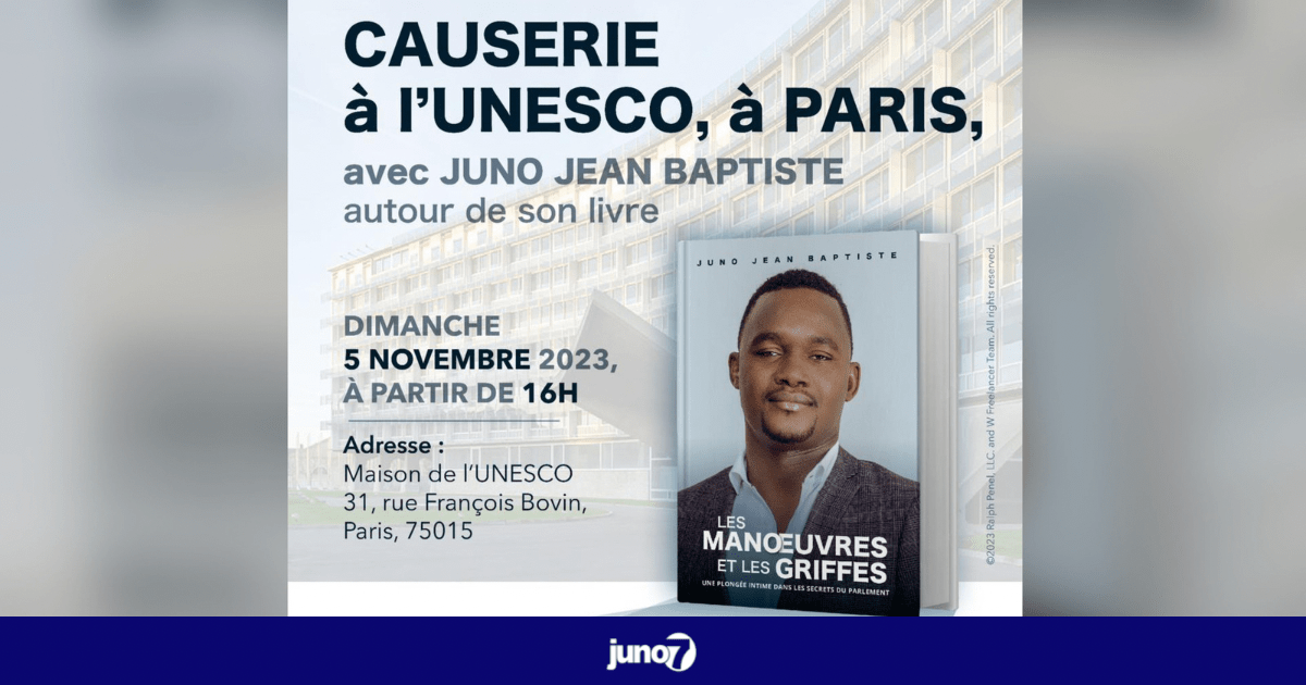 Juno Jean Baptiste au siège de l'UNESCO à Paris pour une causerie et la vente-signature de son livre
