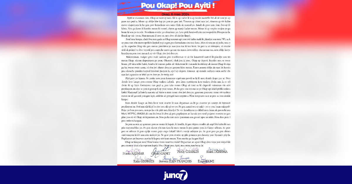 "Pou Okap pou Ayiti" kanpe an kwa kont otorite ki pa sousye de byennèt popilasyon an
