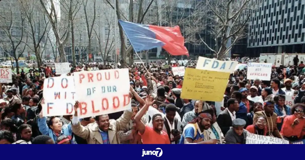 20 avril 1990 : des Haïtiens ont manifesté à Brooklyn contre l’interdiction de donner du sang